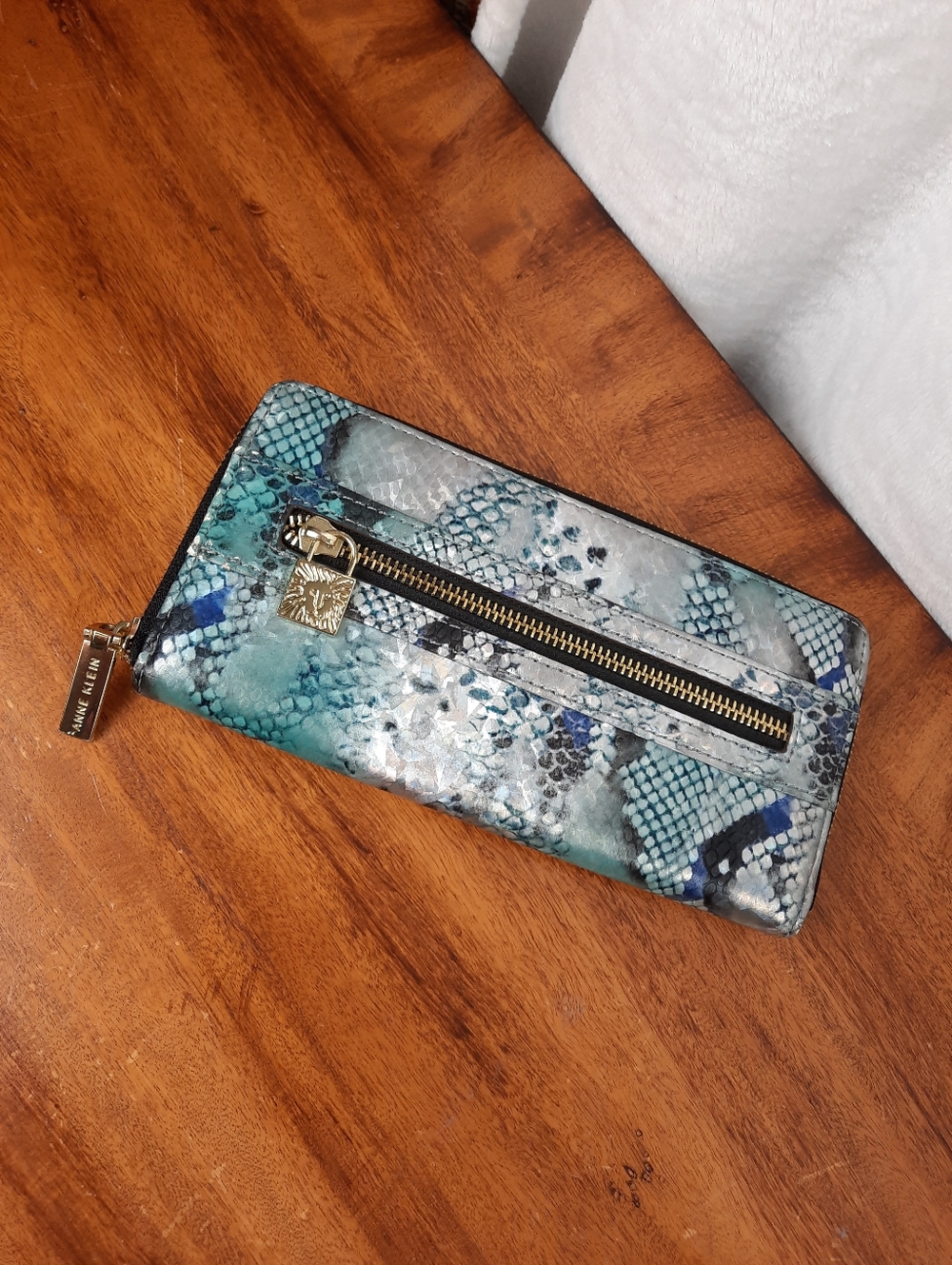 Anne Klein Snake-Print Zip Wallet